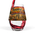 Chasing Sunsets and State Lines Stemless Wine Glass Travel Camping Outdoors