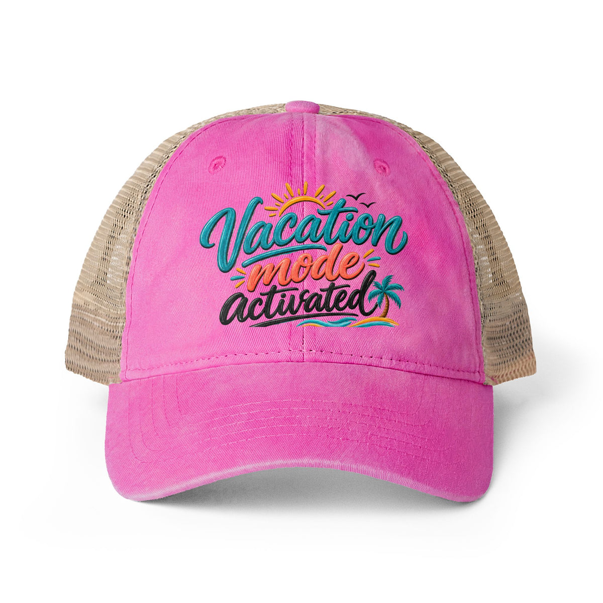 Vacation Mode Activated Trucker hat, Beach Vacation Hat for Women, Cruise Hat, Girls Trip Hat, Tropical Travel Cap, Summer Vacation Gift