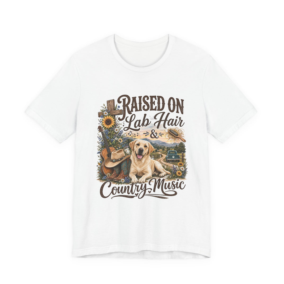 Raised on Lab Hair & Country Music T-Shirts — Labrador & Country Lifestyle Tee