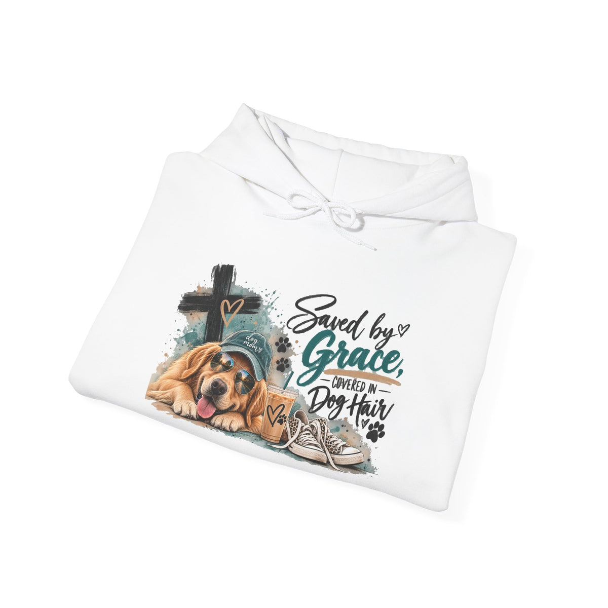 Christian Dog Mom Hoodies, Saved by Grace Covered in Dog Hair Sweatshirt, Faith Dog Lover Gift, Christian Dog Mom Gift