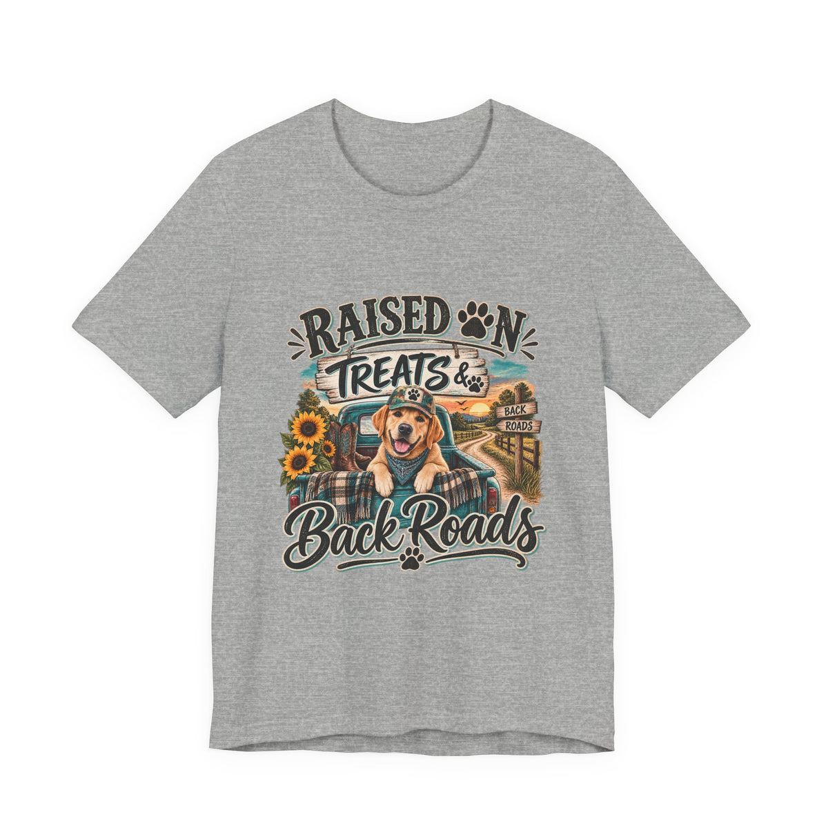 Raised on Treats and Back Road , Country Dog, Dog Lover, Funny Dog Shirt