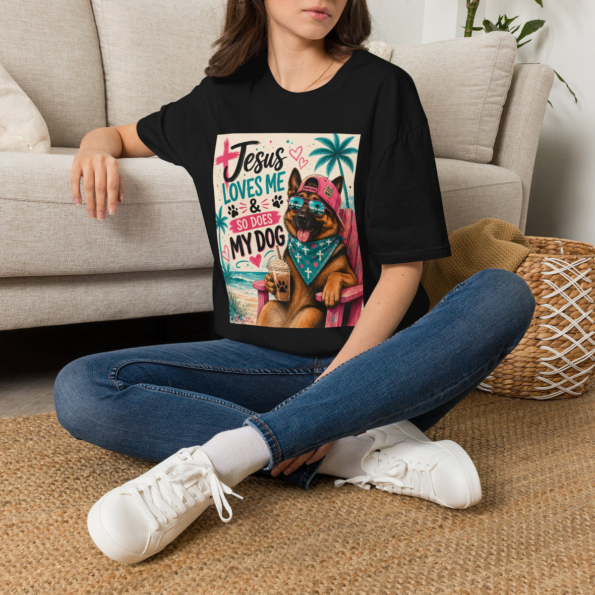 Jesus Loves Me & So Does My Dog T-Shirt — Cute Faithful Dog Graphic Tee