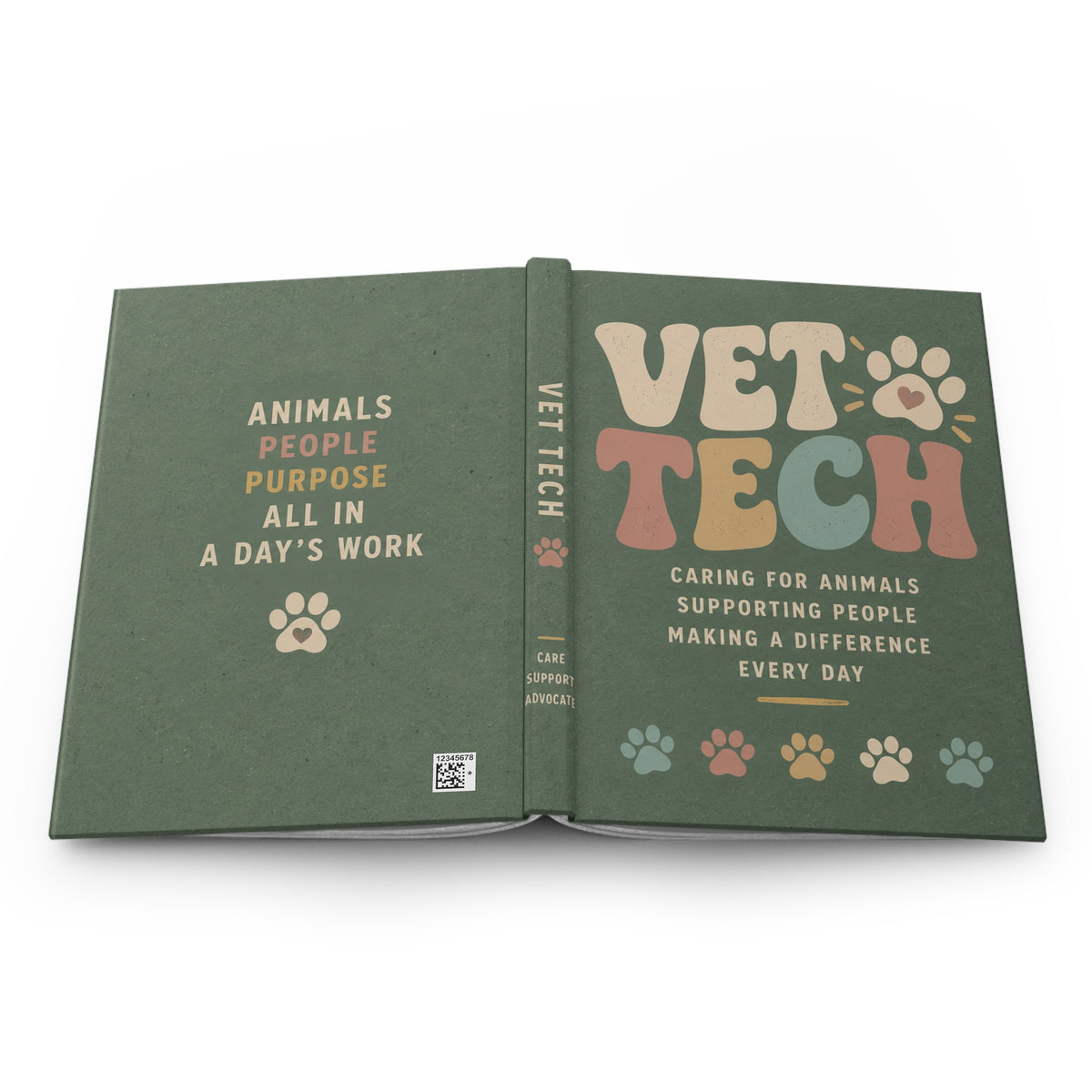 Vet Tech paw print journal Hardcover Journal | Veterinary Technician notebook