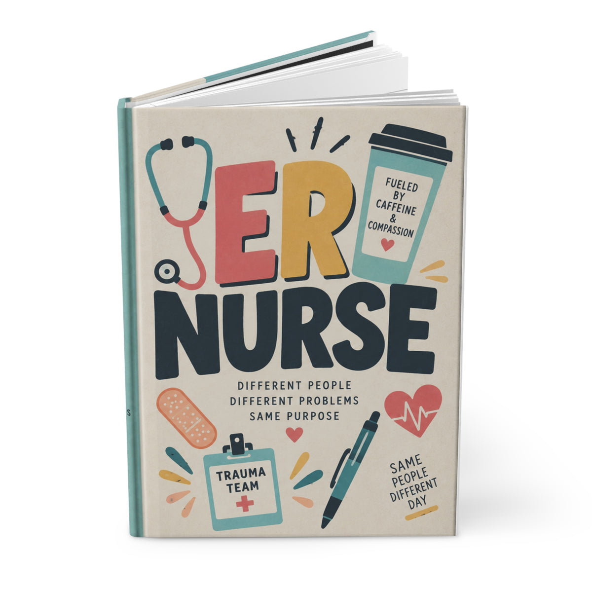 ER Nurse Journal Hardcover  Lined Notebook for Nurses, Medical Theme