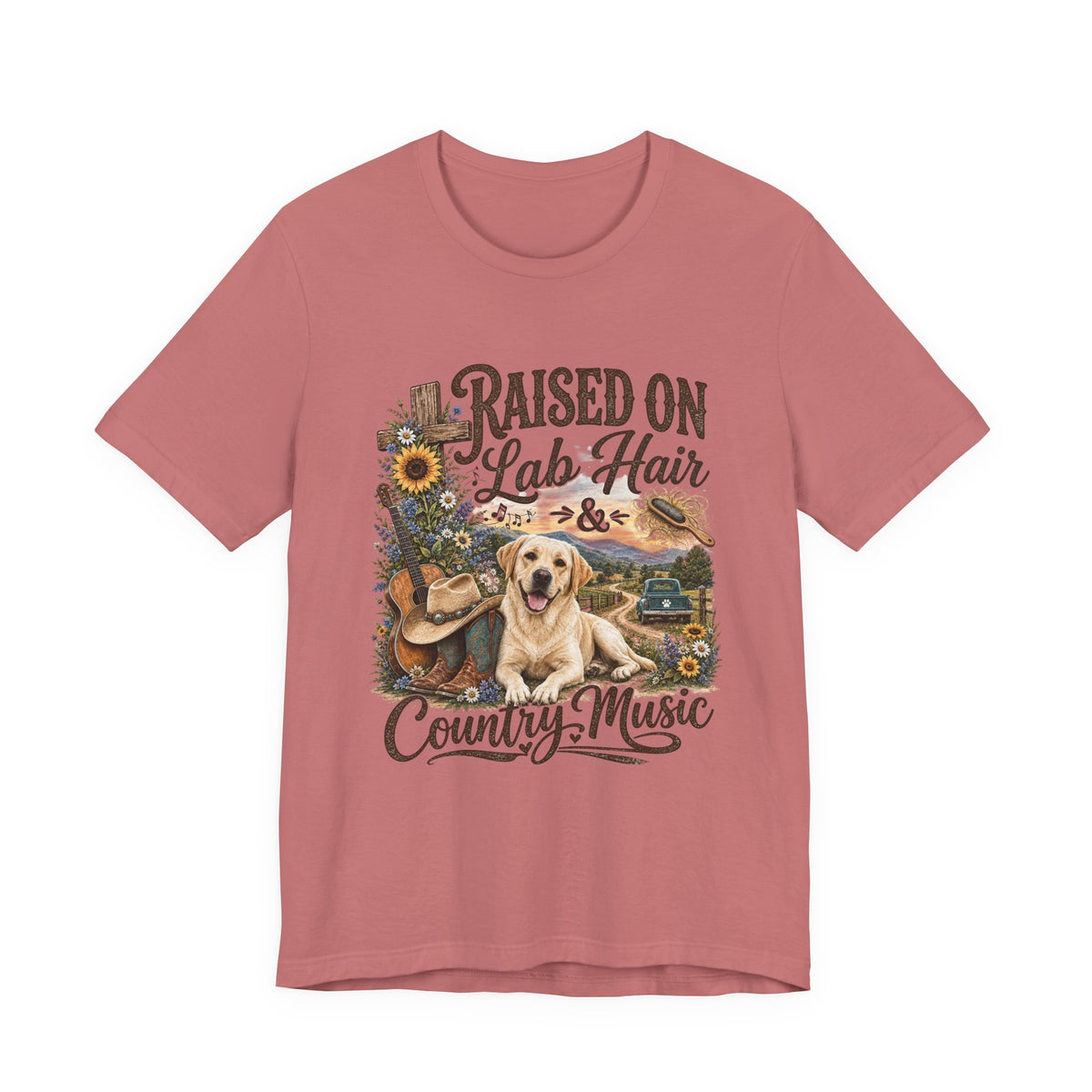 Raised on Lab Hair & Country Music T-Shirts — Labrador & Country Lifestyle Tee