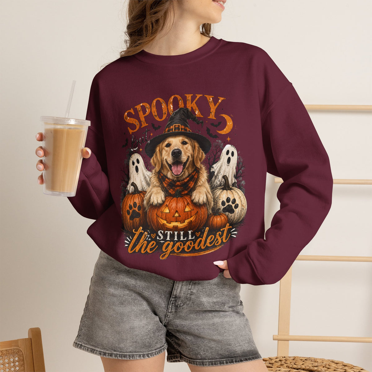 Spooky But Still The Goodest Sweatshirt s— Halloween Golden Retriever Crewneck