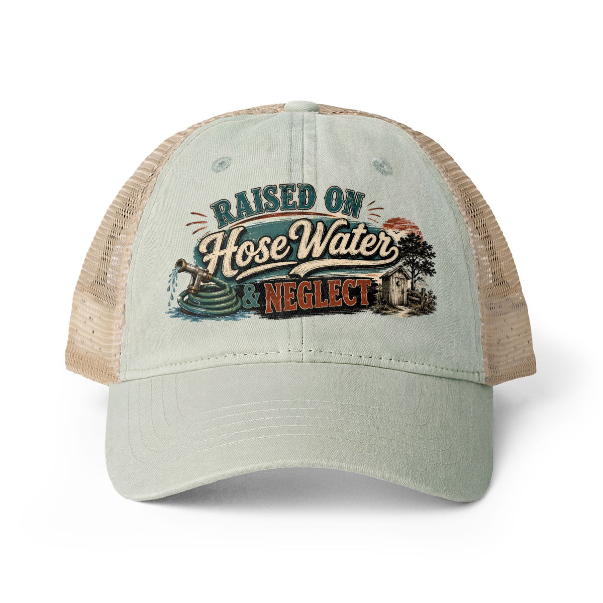 Raised on Hose Water & Neglect Trucker Hat, Funny Gen X Hat, 80s Kid Nostalgia Cap, Retro Country Hat, Gen X Gifts