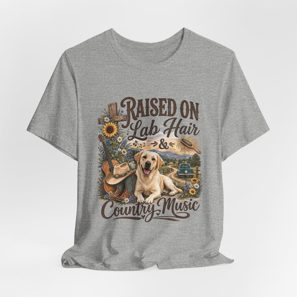 Raised on Lab Hair & Country Music T-Shirts — Labrador & Country Lifestyle Tee
