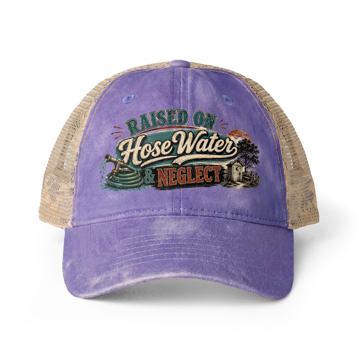 Raised on Hose Water & Neglect Trucker Hat, Funny Gen X Hat, 80s Kid Nostalgia Cap, Retro Country Hat, Gen X Gifts