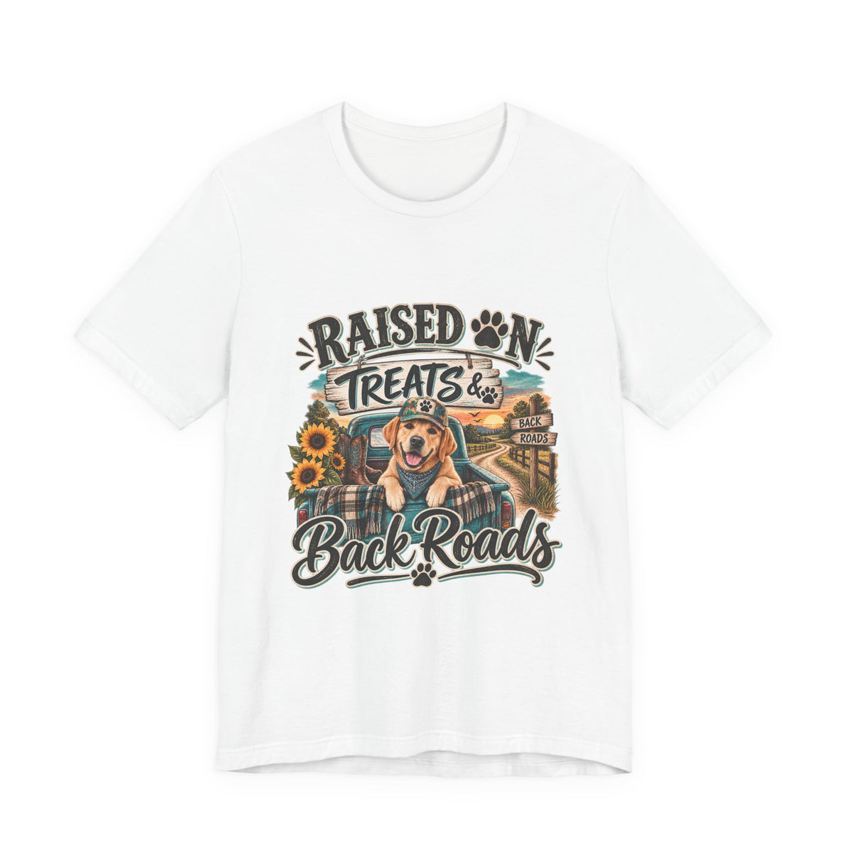 Raised on Treats and Back Road , Country Dog, Dog Lover, Funny Dog Shirt