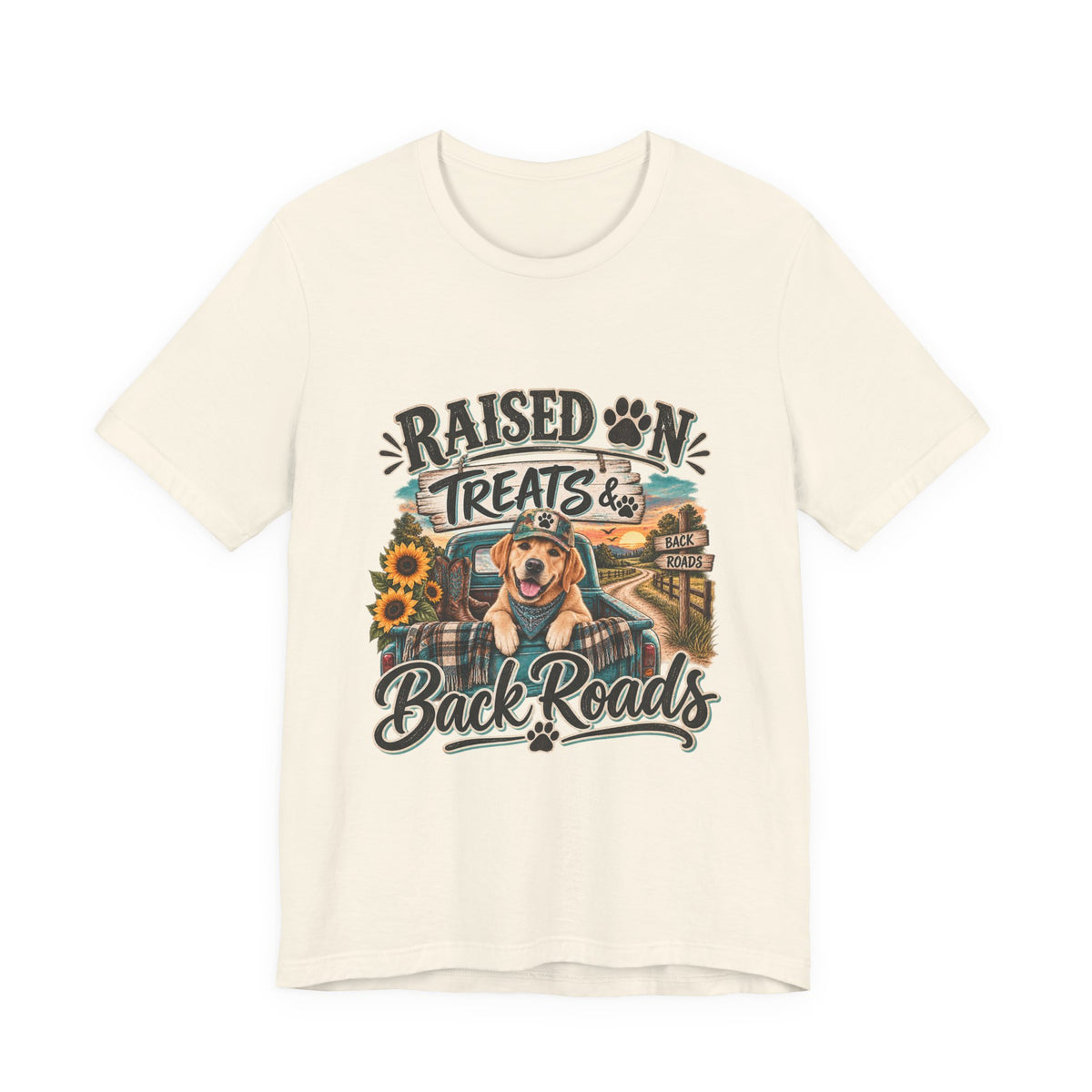 Raised on Treats and Back Road , Country Dog, Dog Lover, Funny Dog Shirt