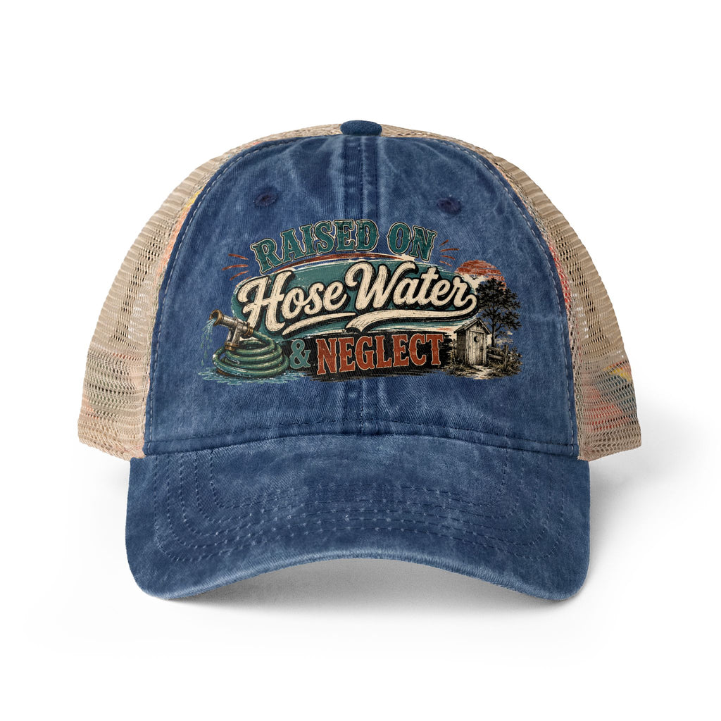 Raised on Hose Water & Neglect Trucker Hat, Funny Gen X Hat, 80s Kid Nostalgia Cap, Retro Country Hat, Gen X Gifts