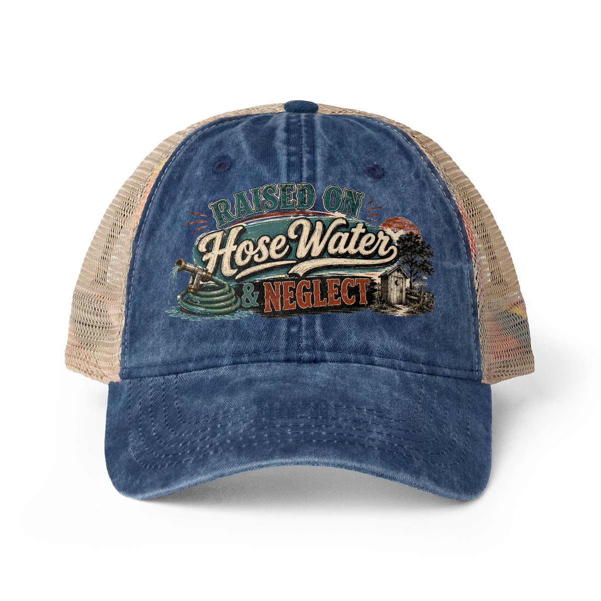 Raised on Hose Water & Neglect Trucker Hat, Funny Gen X Hat, 80s Kid Nostalgia Cap, Retro Country Hat, Gen X Gifts