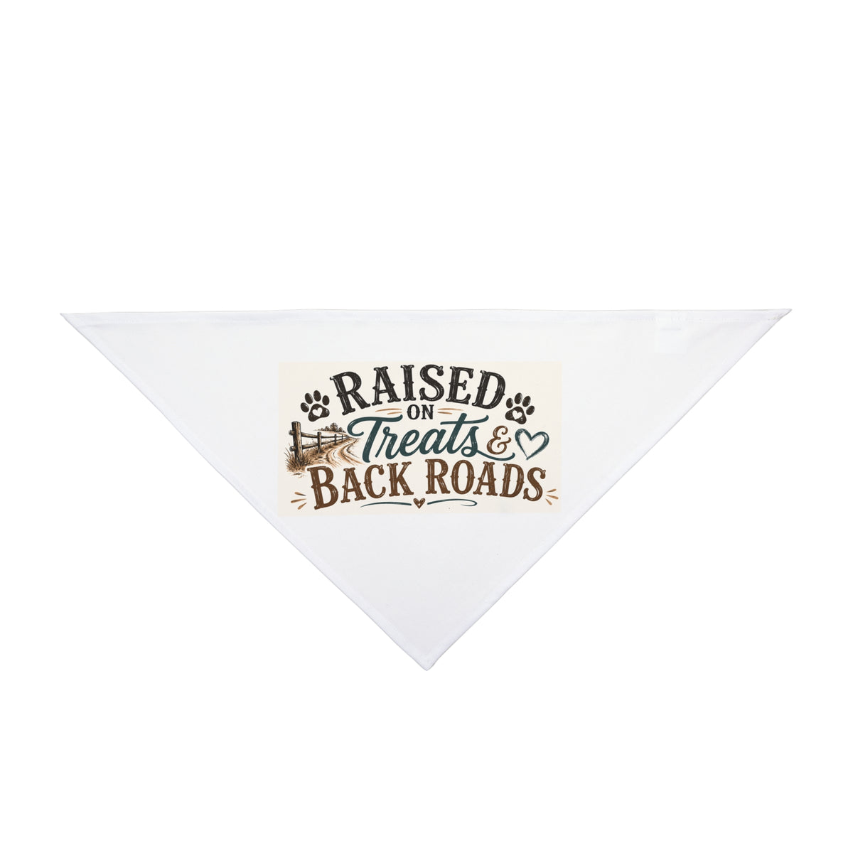 Pet Bandana — "Raised on Treats & Back Roads" Rustic Country Dog Bandana