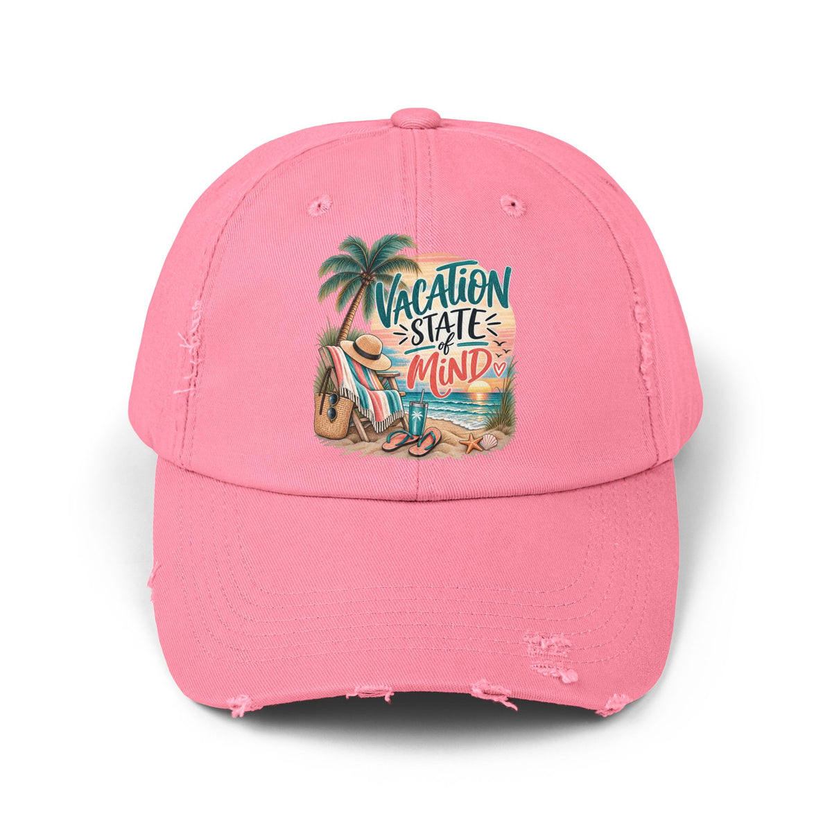 Vacation State of Mind Cap  Beach Palm tree Sunset Hat