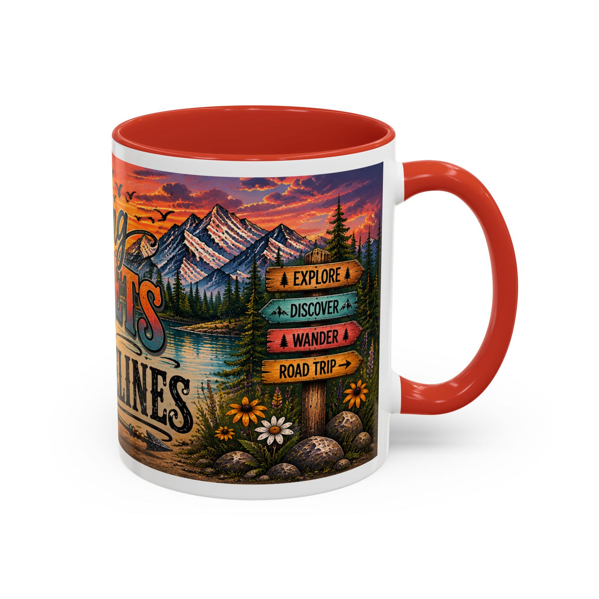 Chasing Sunsets and Statelines Coffee Mug  Scenic Mountain Sunset Mug