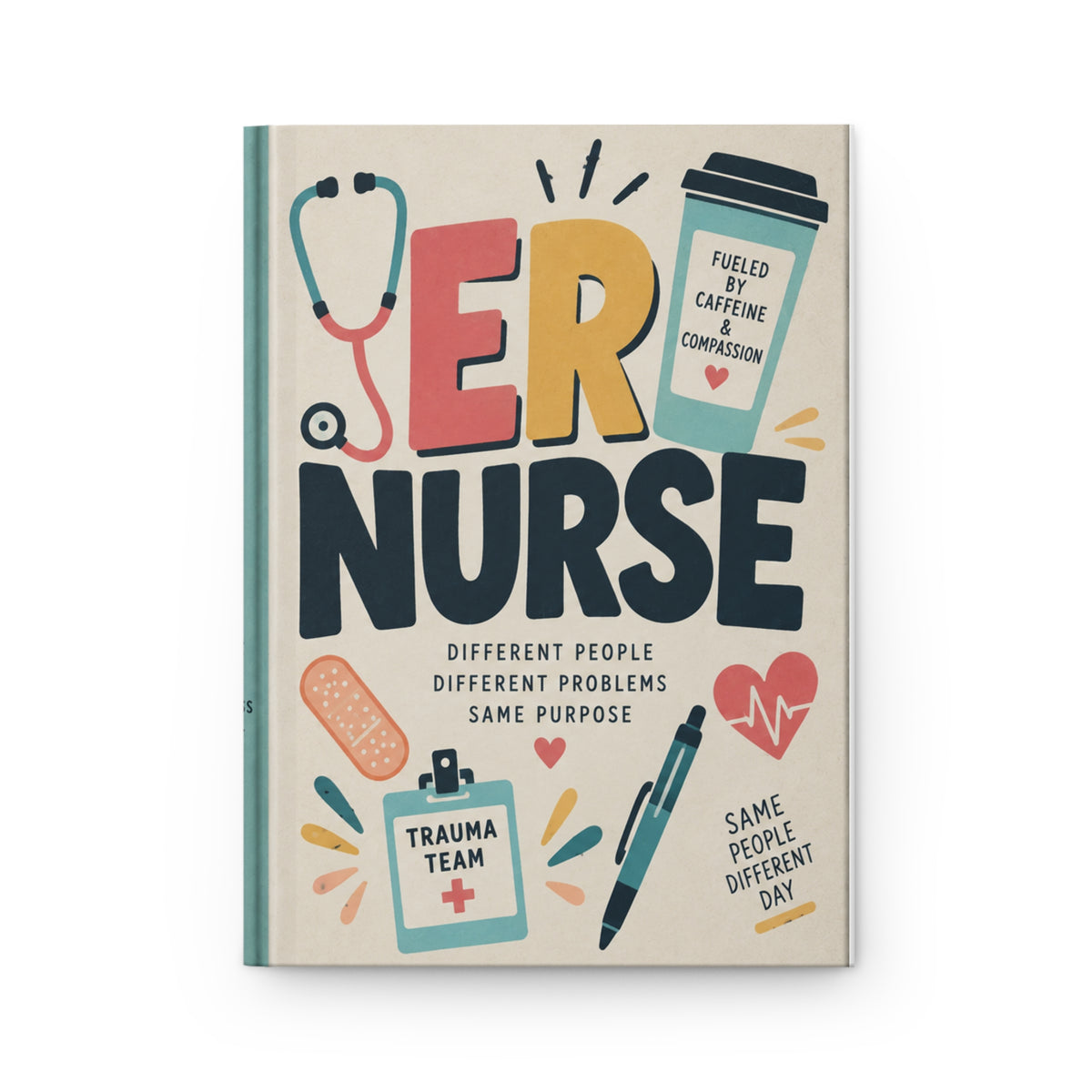 ER Nurse Journal Hardcover  Lined Notebook for Nurses, Medical Theme