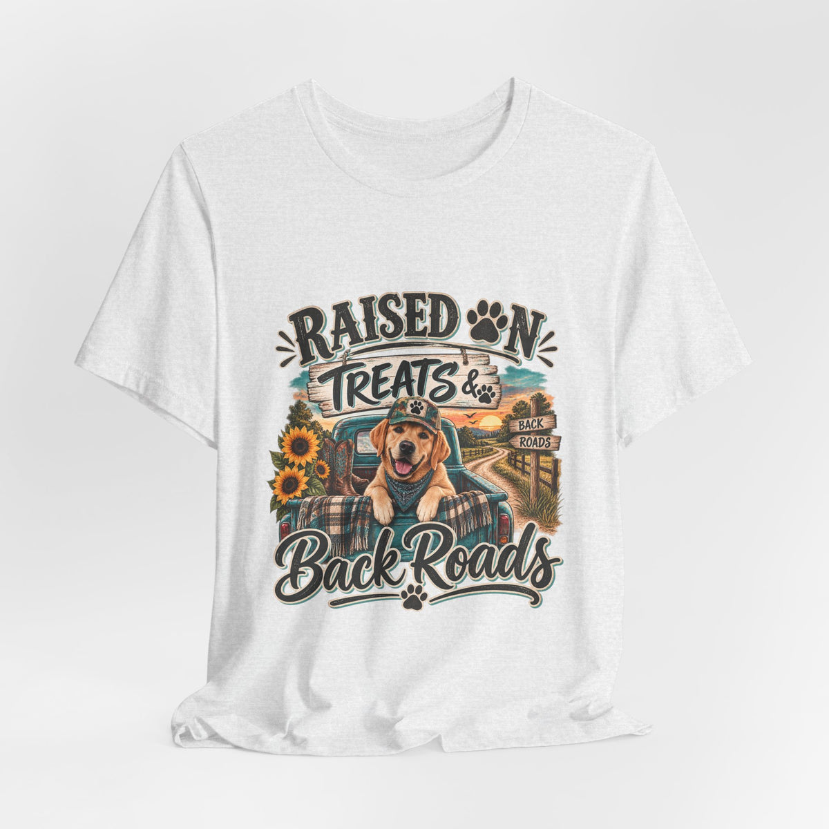 Raised on Treats and Back Road , Country Dog, Dog Lover, Funny Dog Shirt