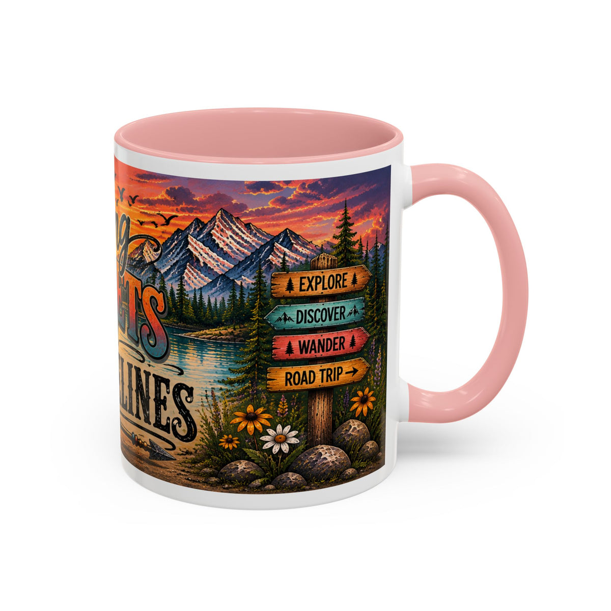 Chasing Sunsets and Statelines Coffee Mug  Scenic Mountain Sunset Mug