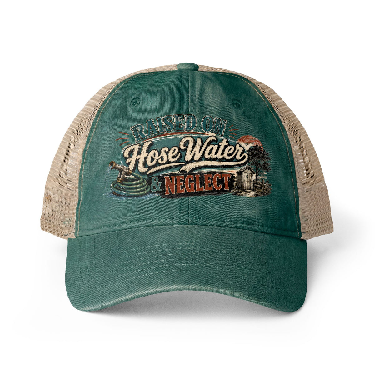 Raised on Hose Water & Neglect Trucker Hat, Funny Gen X Hat, 80s Kid Nostalgia Cap, Retro Country Hat, Gen X Gifts