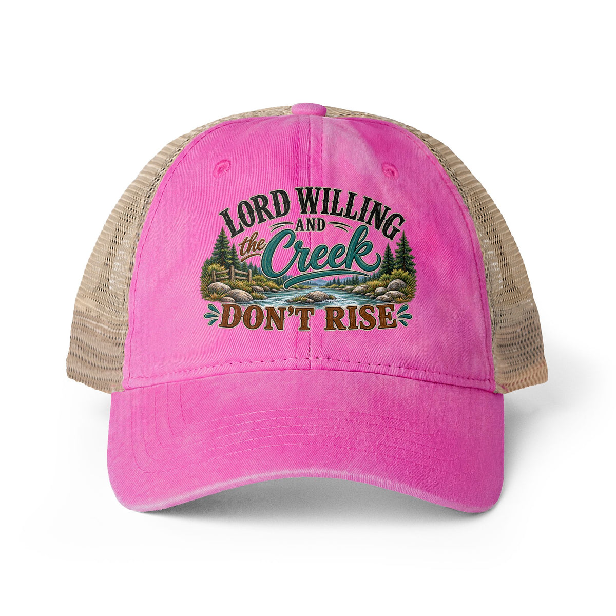 Lord Willing and the Creek Dont Rise Hats, Country Trucker Hat, Southern Saying Cap, Rustic Outdoor Gift