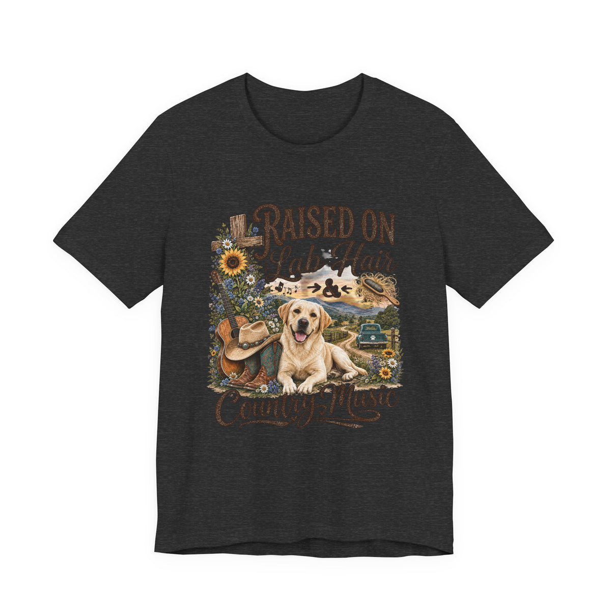 Raised on Lab Hair & Country Music T-Shirts — Labrador & Country Lifestyle Tee