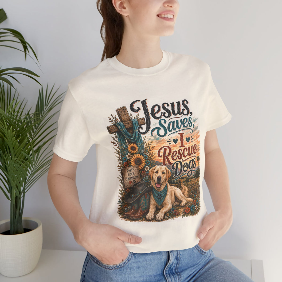 Jesus Saves Rescue Dogs T-Shirt | Christian Faith, Puppy Rescue Design