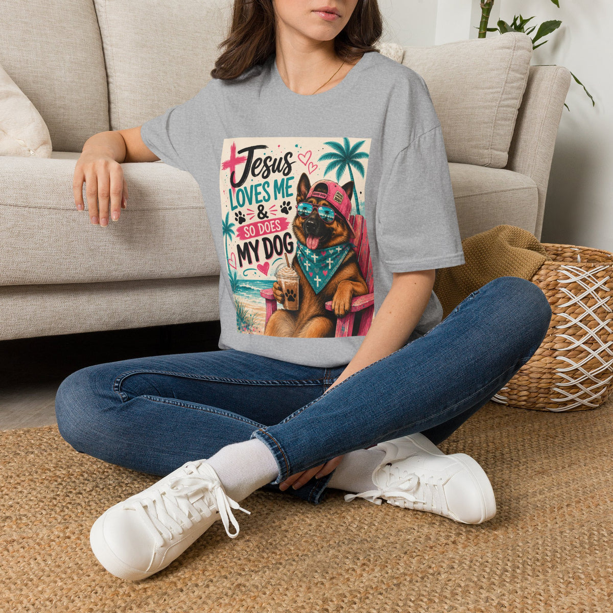Jesus Loves Me & So Does My Dog T-Shirt — Cute Faithful Dog Graphic Tee