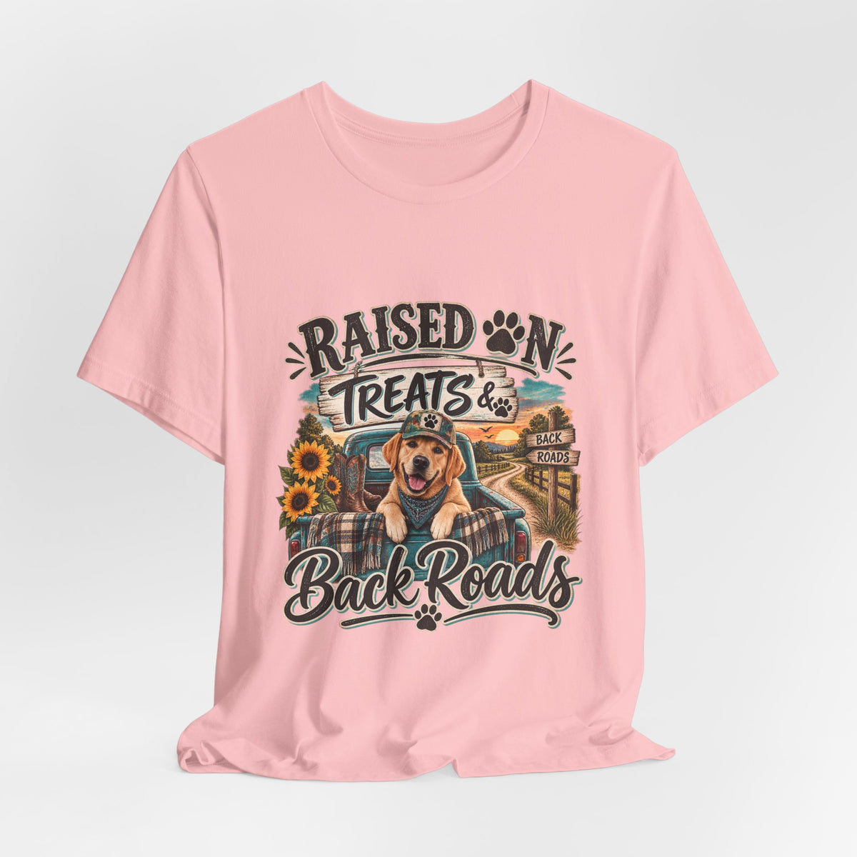 Raised on Treats and Back Road , Country Dog, Dog Lover, Funny Dog Shirt