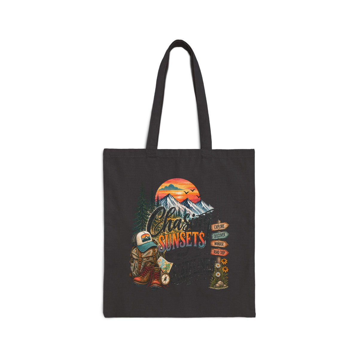 Chasing Sunsets and State Lines Tote Bag | Adventure Hiking Canvas
