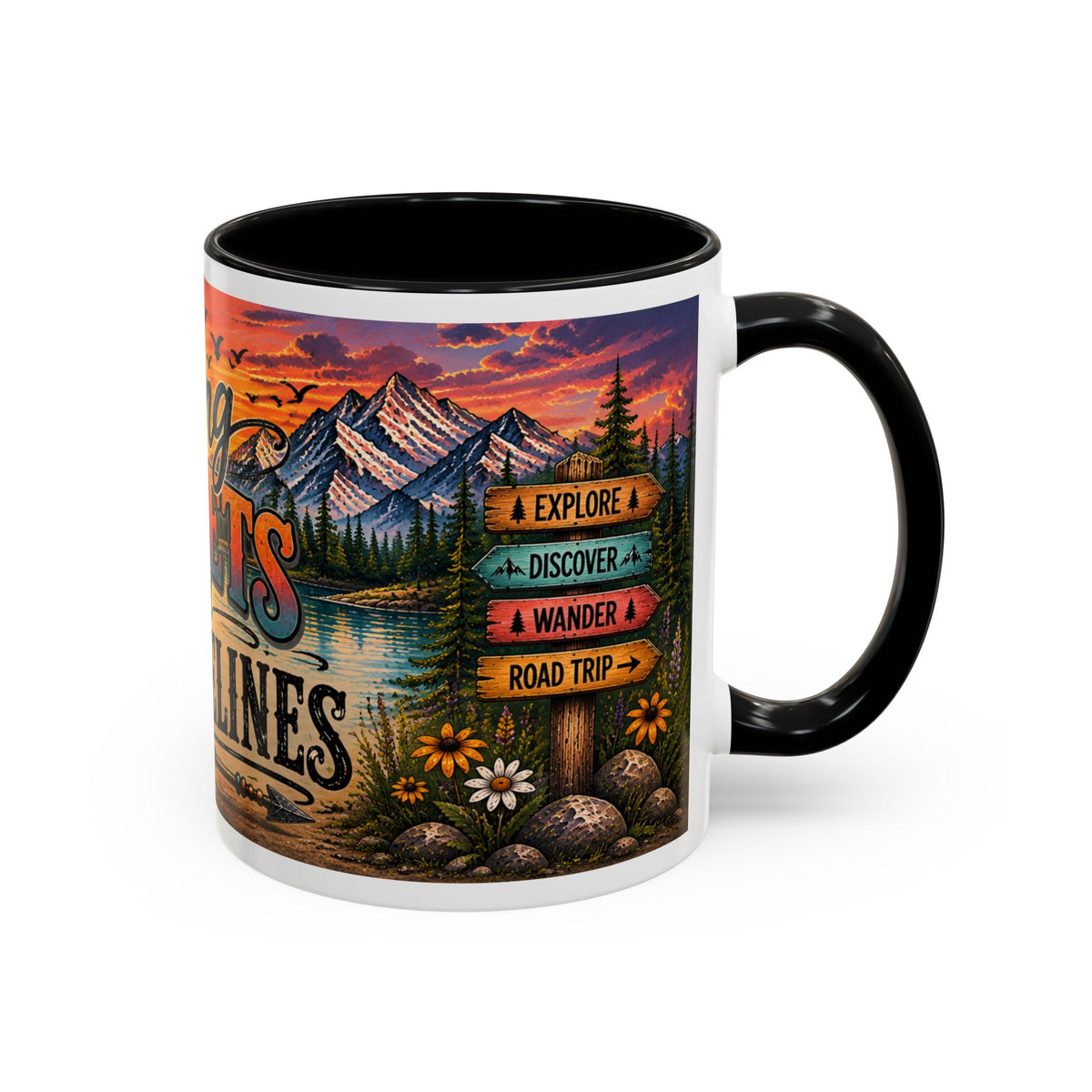 Chasing Sunsets and Statelines Coffee Mug  Scenic Mountain Sunset Mug