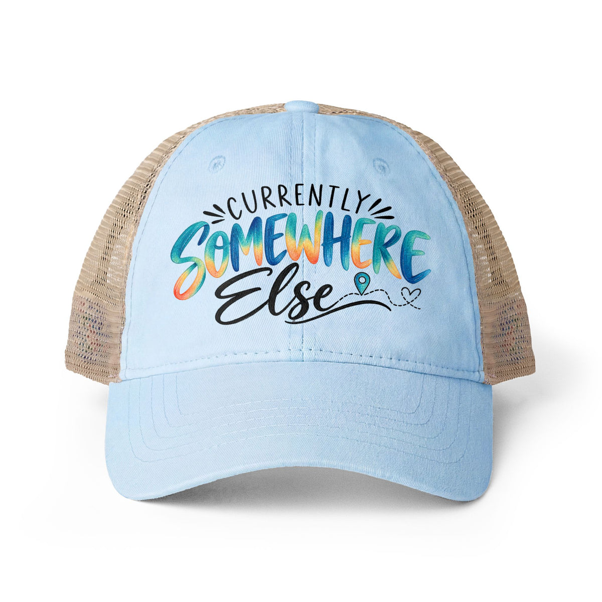 Currently Somewhere Else Trucker hat, Travel Hat for Women, Girls Trip Hat, Vacation Hat, Cruise Beach Cap, Frequent Traveler Gift