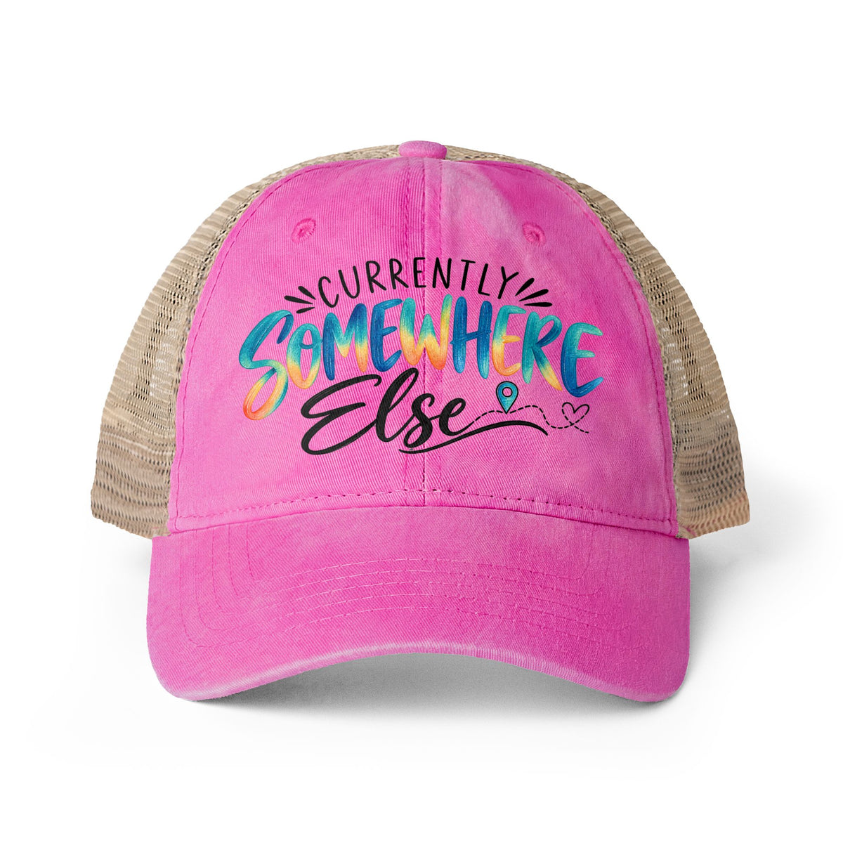 Currently Somewhere Else Trucker hat, Travel Hat for Women, Girls Trip Hat, Vacation Hat, Cruise Beach Cap, Frequent Traveler Gift