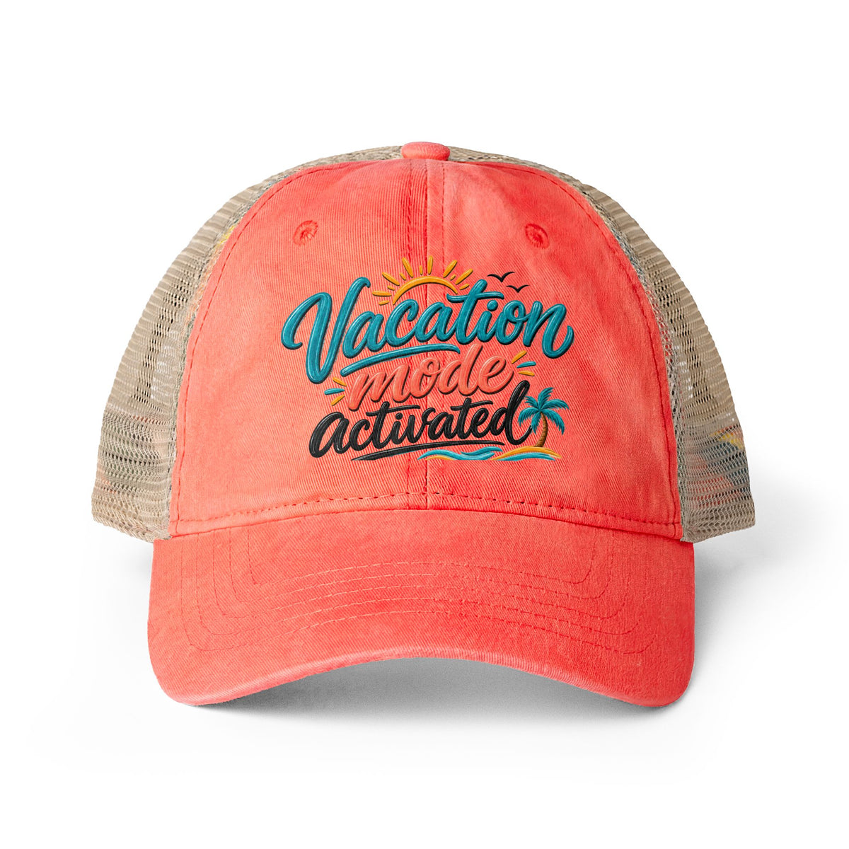 Vacation Mode Activated Trucker hat, Beach Vacation Hat for Women, Cruise Hat, Girls Trip Hat, Tropical Travel Cap, Summer Vacation Gift