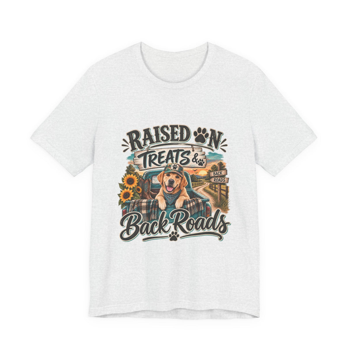 Raised on Treats and Back Road , Country Dog, Dog Lover, Funny Dog Shirt