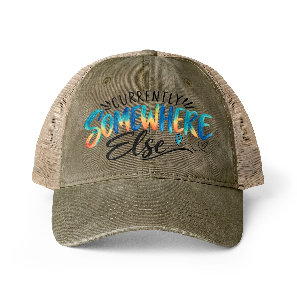 Currently Somewhere Else Trucker hat, Travel Hat for Women, Girls Trip Hat, Vacation Hat, Cruise Beach Cap, Frequent Traveler Gift