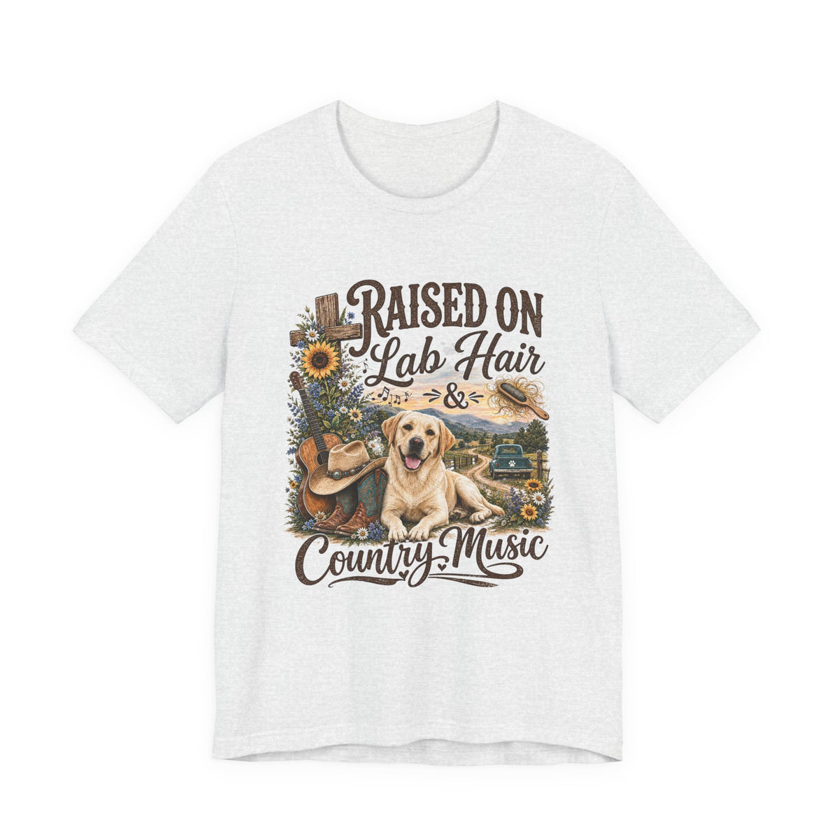 Raised on Lab Hair & Country Music T-Shirts — Labrador & Country Lifestyle Tee