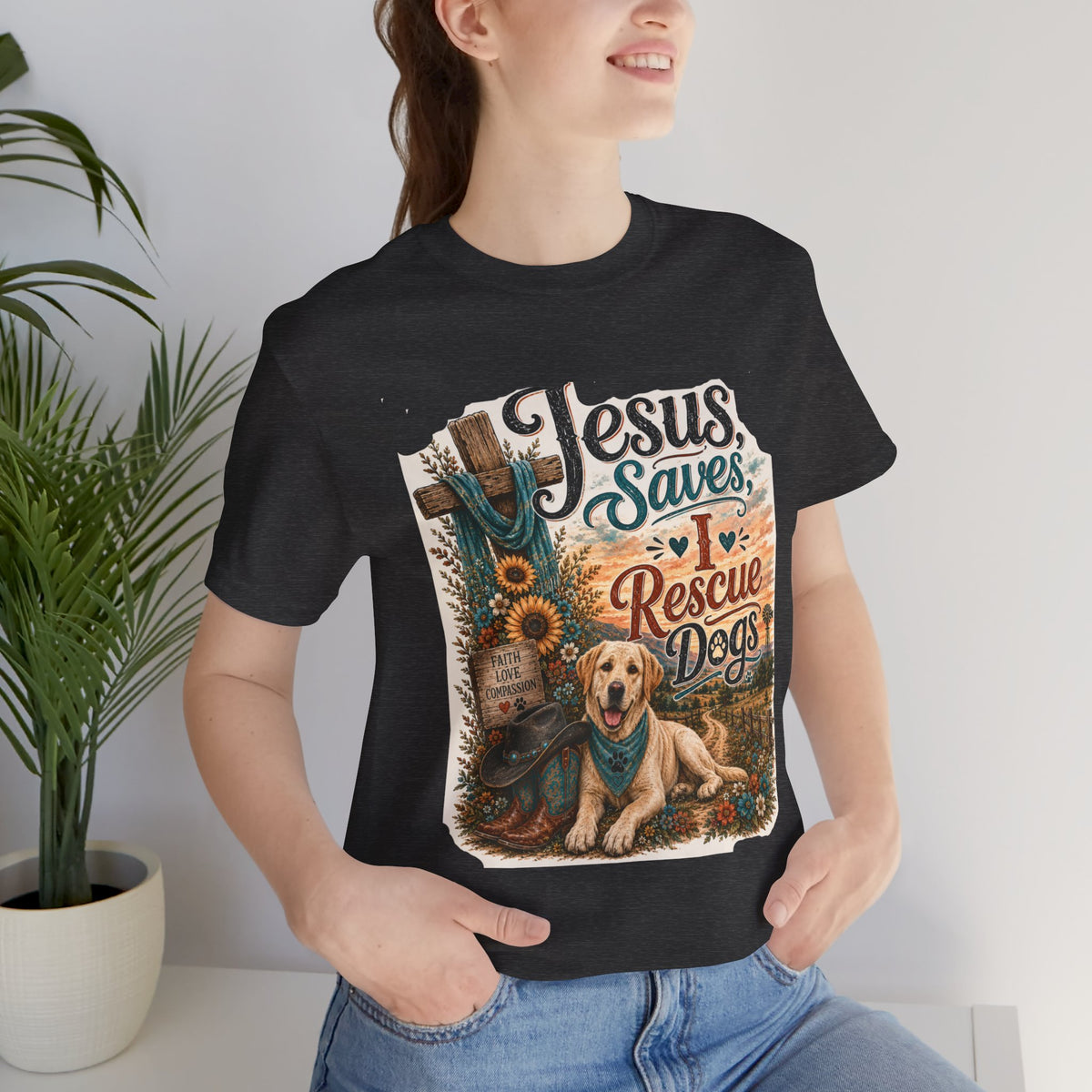 Jesus Saves Rescue Dogs T-Shirt | Christian Faith, Puppy Rescue Design