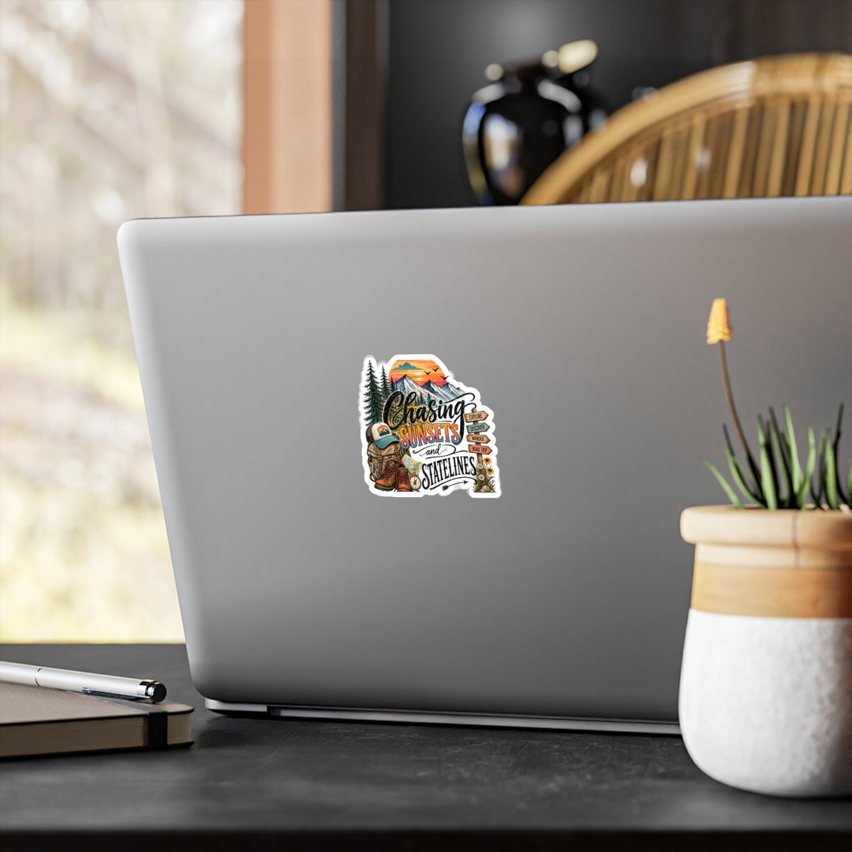 Chasing Sunsets and State Lines Sticker  Vinyl Kiss-Cut Sticker