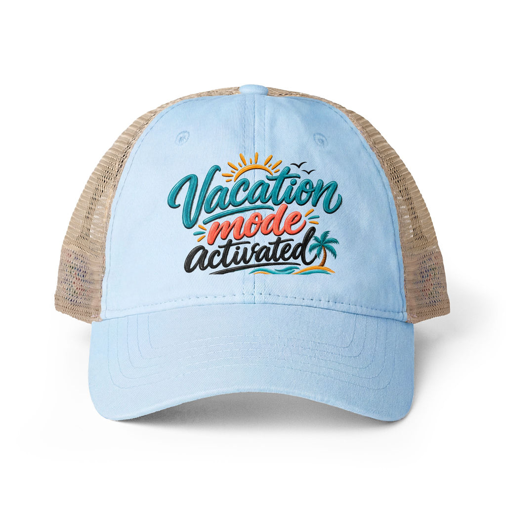 Vacation Mode Activated Trucker hat, Beach Vacation Hat for Women, Cruise Hat, Girls Trip Hat, Tropical Travel Cap, Summer Vacation Gift