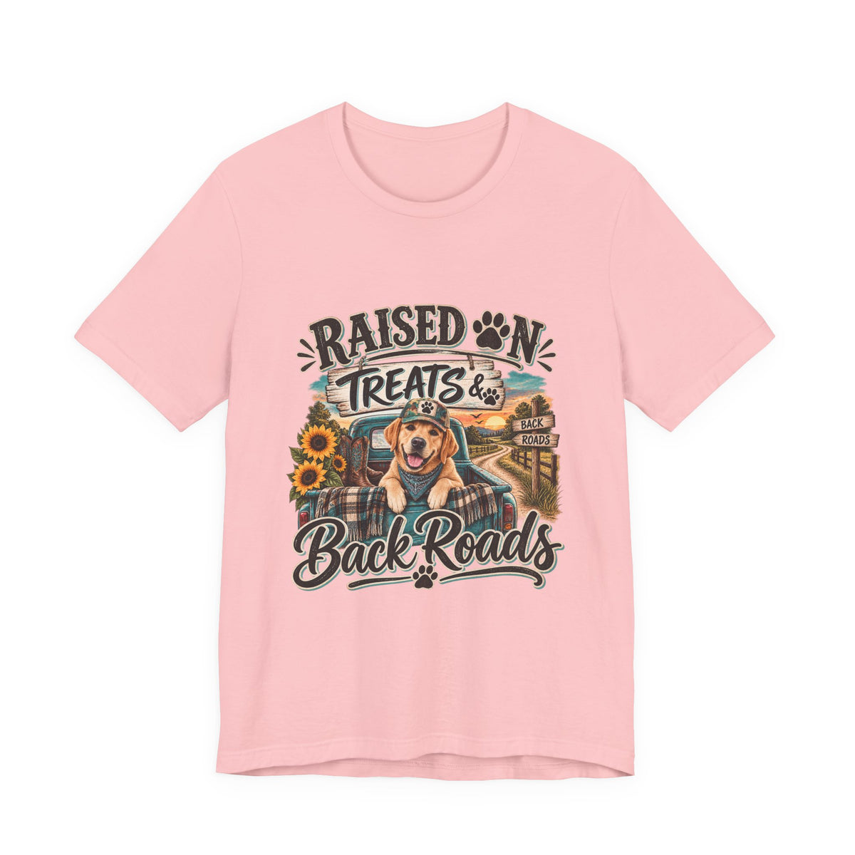 Raised on Treats and Back Road , Country Dog, Dog Lover, Funny Dog Shirt