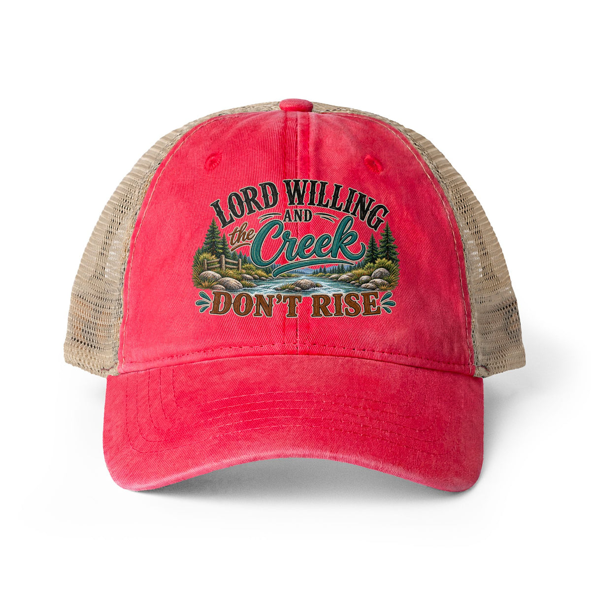 Lord Willing and the Creek Dont Rise Hats, Country Trucker Hat, Southern Saying Cap, Rustic Outdoor Gift