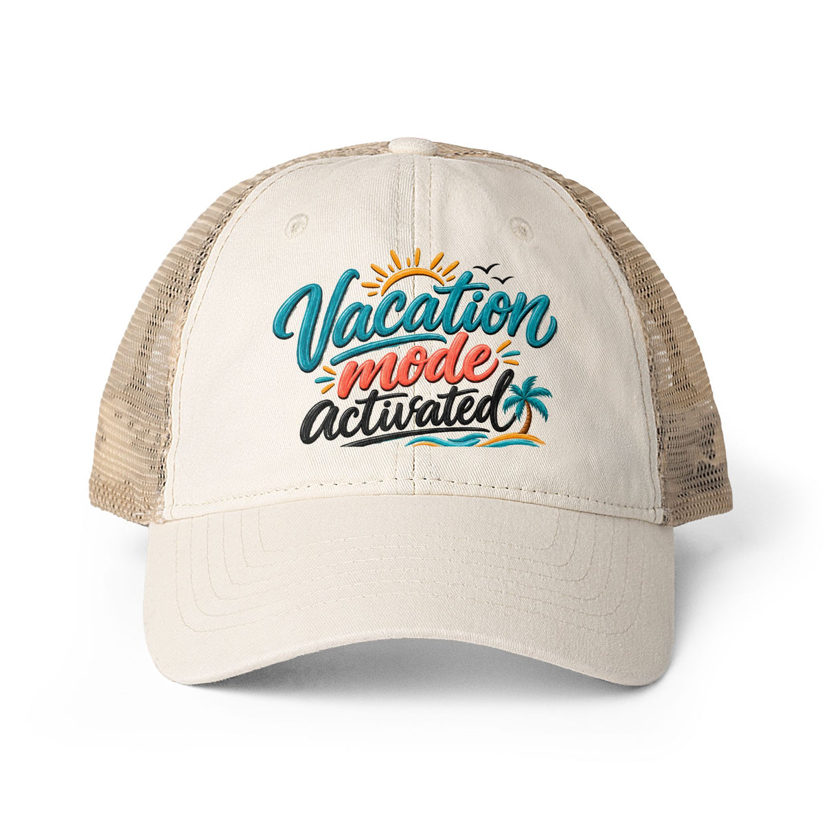 Vacation Mode Activated Trucker hat, Beach Vacation Hat for Women, Cruise Hat, Girls Trip Hat, Tropical Travel Cap, Summer Vacation Gift