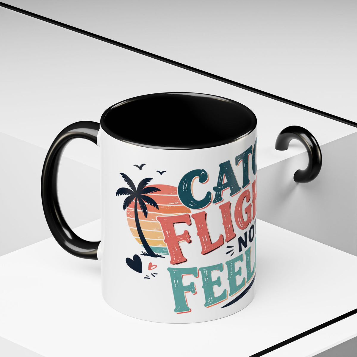 Catch Flights Not Feelings Coffee Mug, Funny Travel Mug for Women, Girls Trip Gift, Vacation Lover Cup, Frequent Flyer Gift