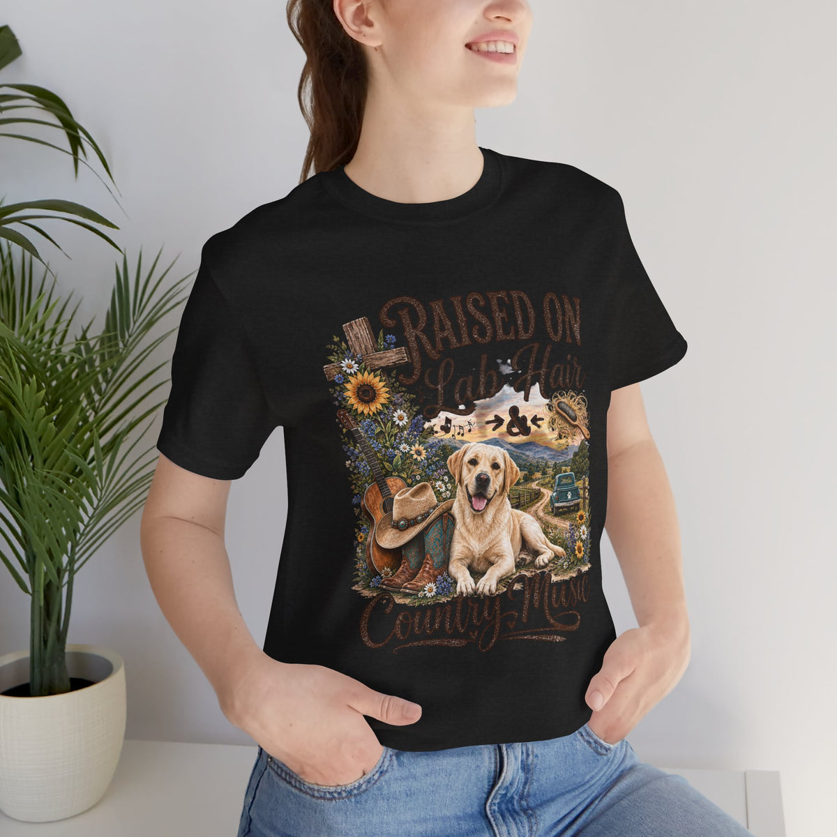 Raised on Lab Hair & Country Music T-Shirts — Labrador & Country Lifestyle Tee