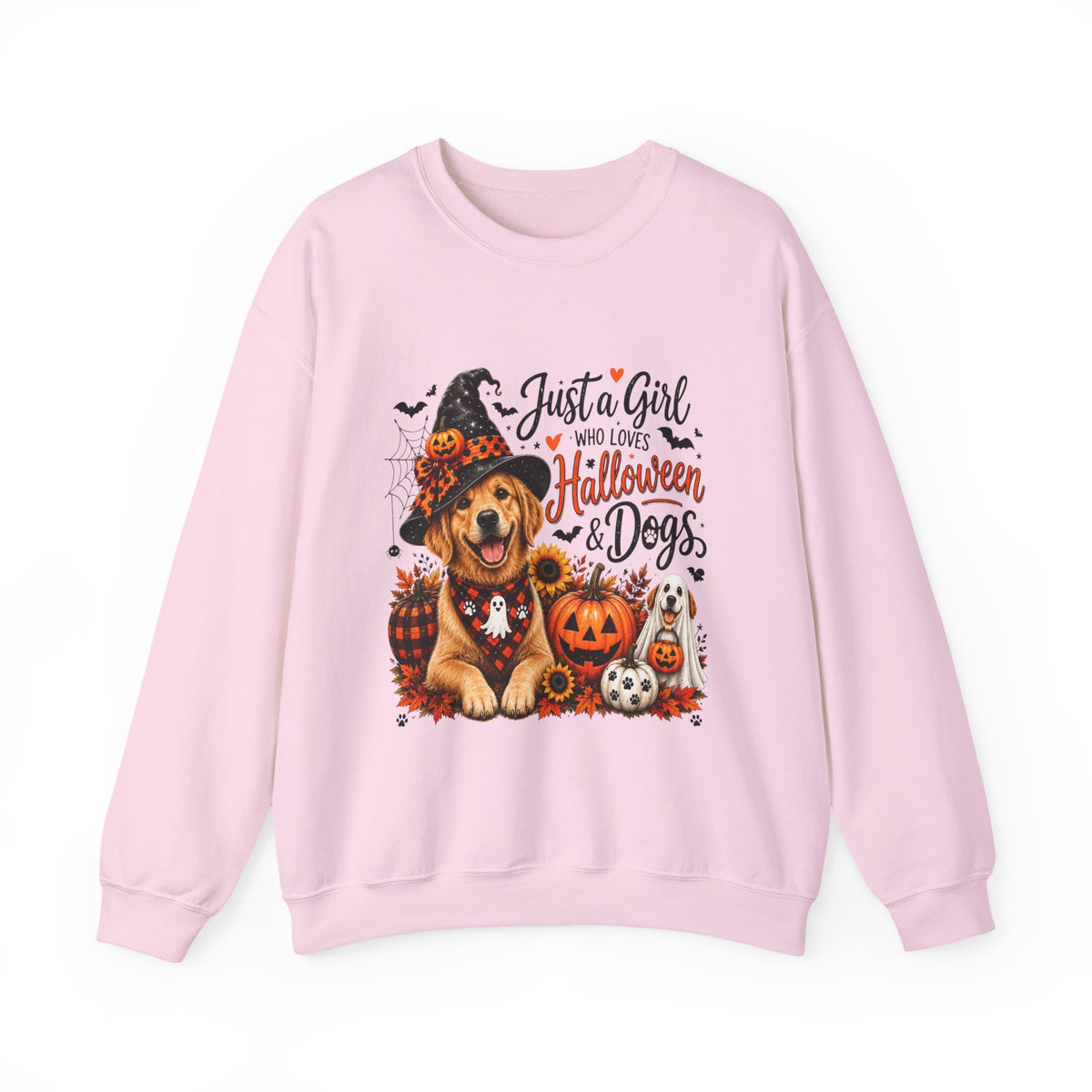 Halloween Dog Trucker SweatShirt, Just a Girl Who Loves Halloween and Dogs SweatShirt, Dog Mom Halloween Shirt,  Golden Retriever SweatShirts