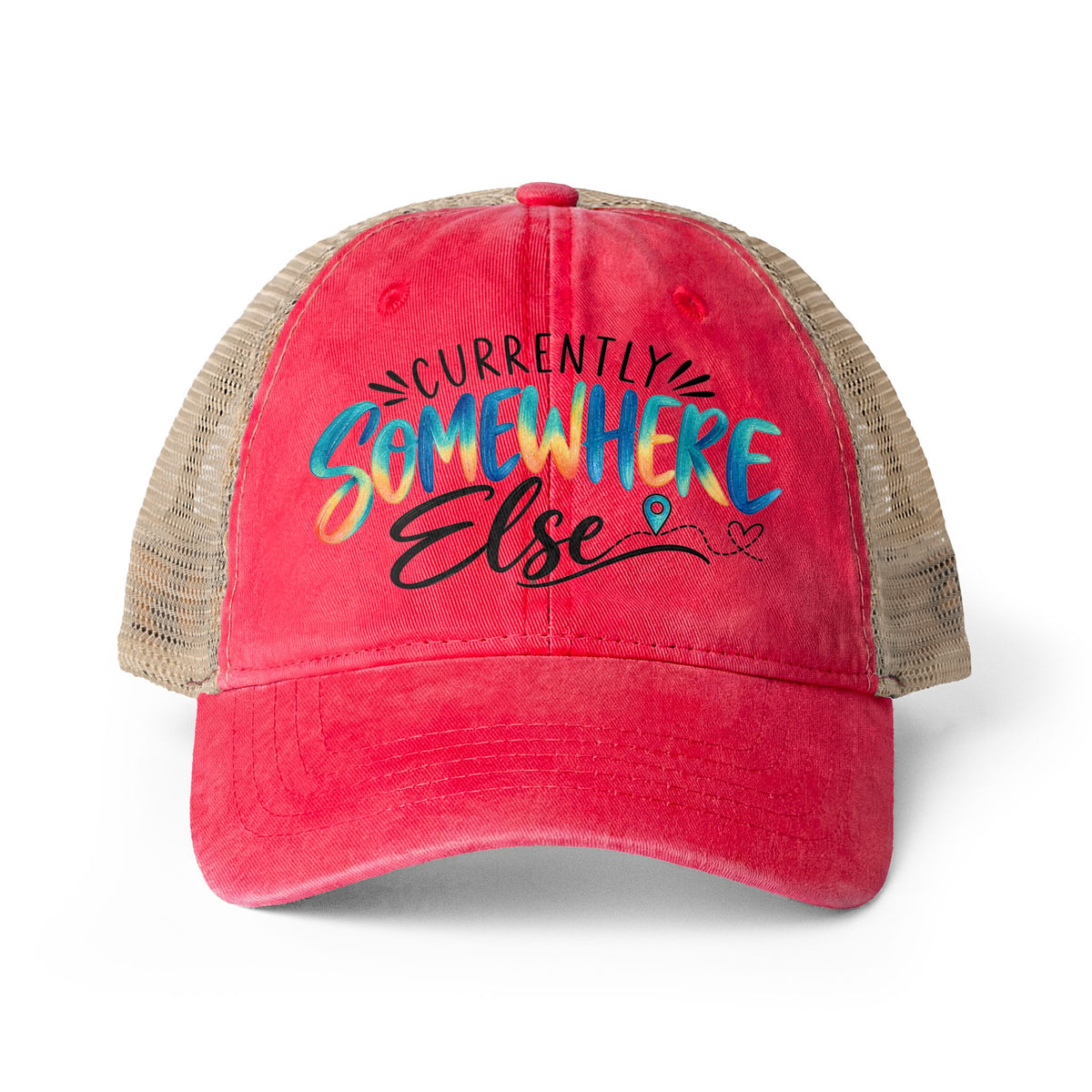 Currently Somewhere Else Trucker hat, Travel Hat for Women, Girls Trip Hat, Vacation Hat, Cruise Beach Cap, Frequent Traveler Gift