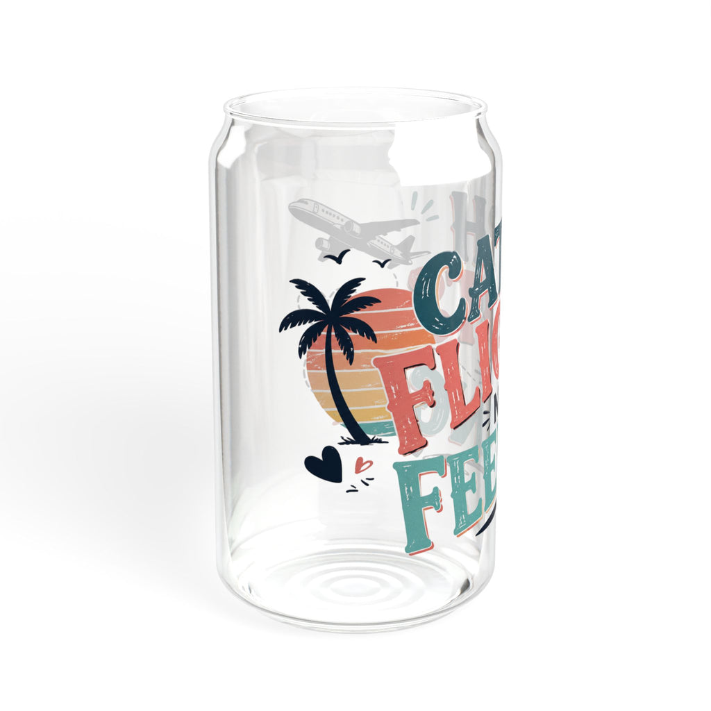Catch Flights Not Feelings Glass Sipper Cup, travel Lover Tumbler, Girls Trip Cup, Vacation Glass Can, Cruise Gift for Women