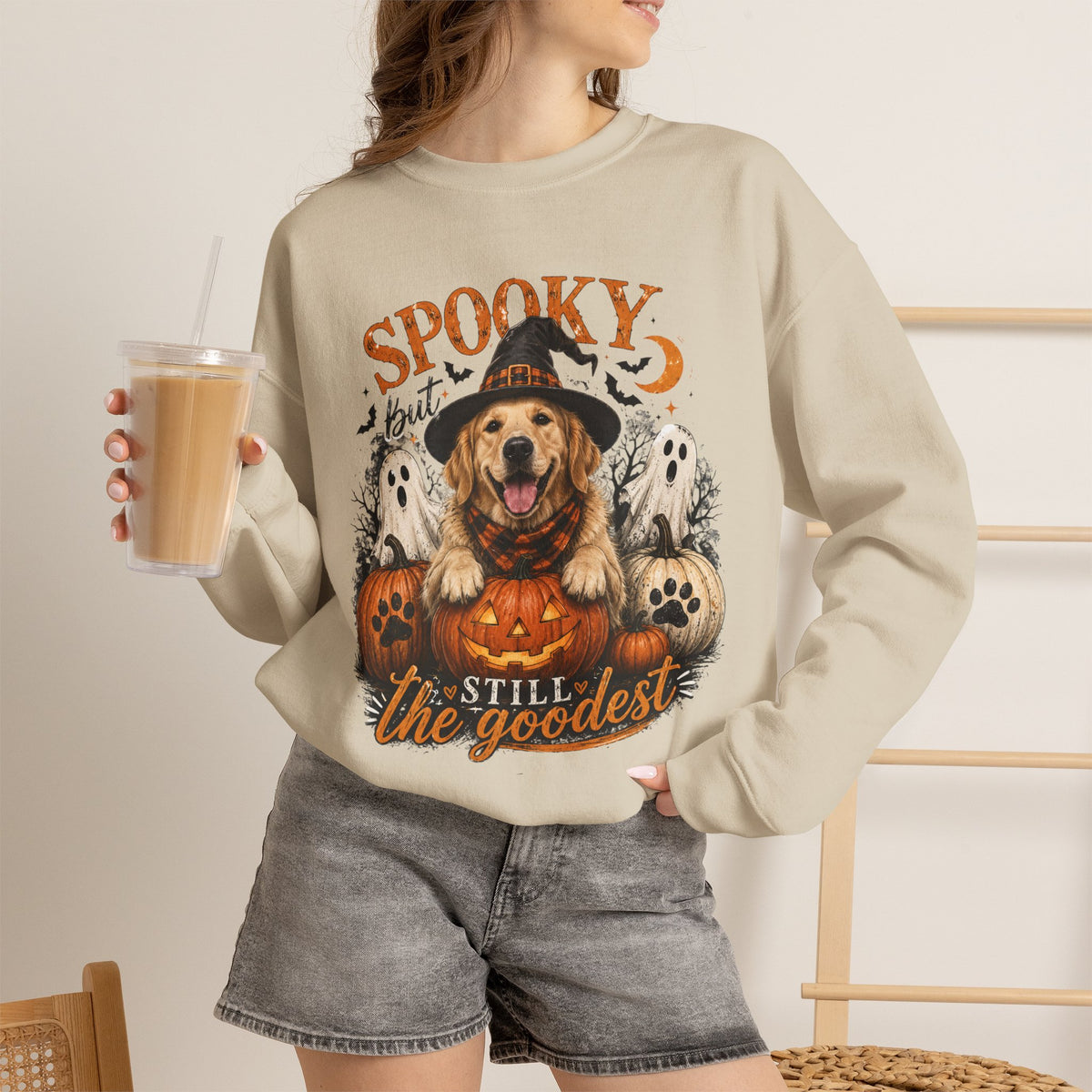 Spooky But Still The Goodest Sweatshirt s— Halloween Golden Retriever Crewneck