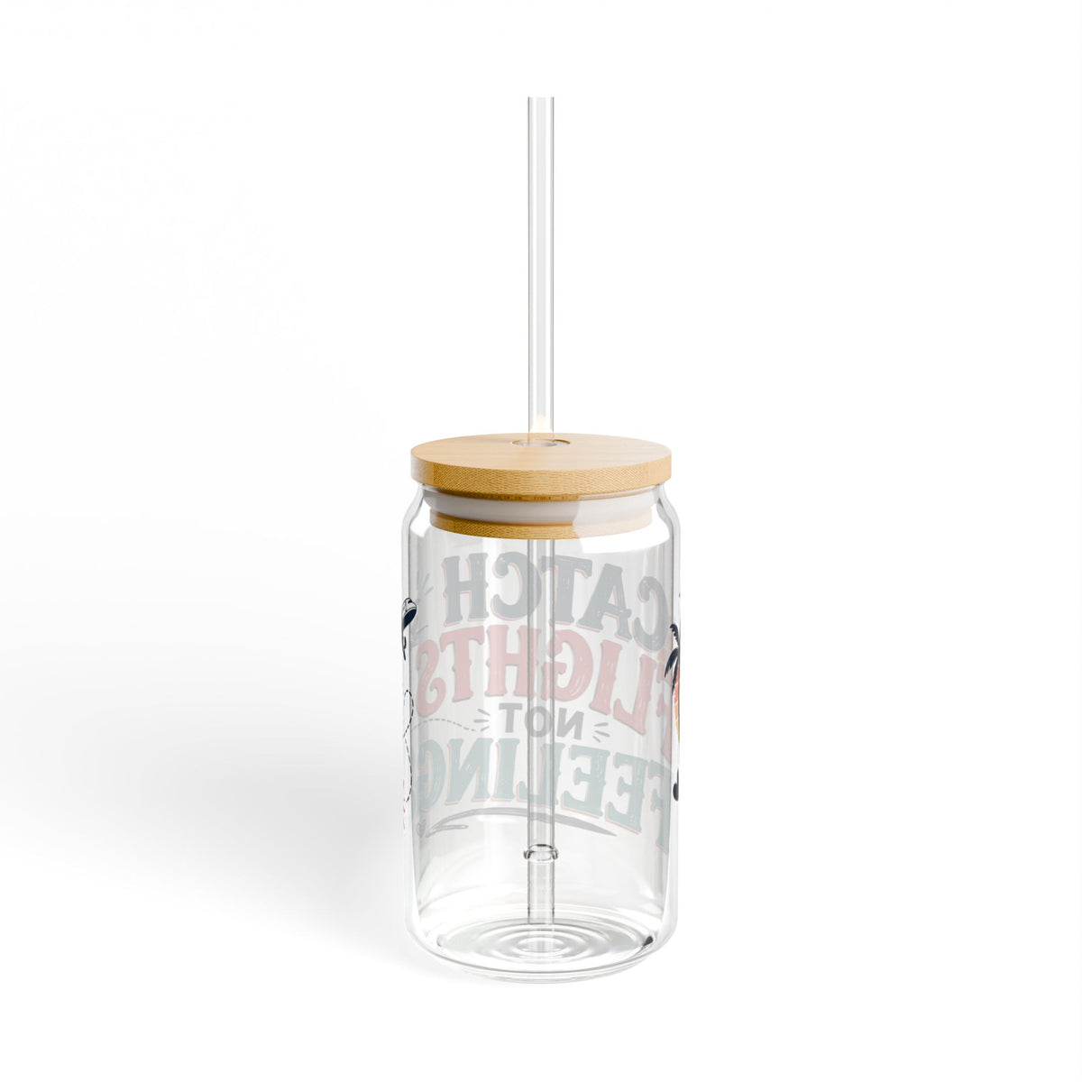 Catch Flights Not Feelings Glass Sipper Cup, travel Lover Tumbler, Girls Trip Cup, Vacation Glass Can, Cruise Gift for Women